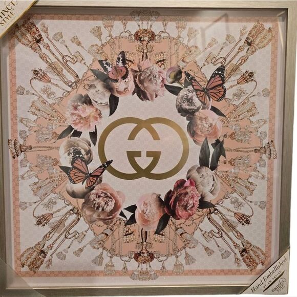Instinct Style Gucci Interlocking Floral Butterflies Framed Wall Decor - Picture 3 of 6